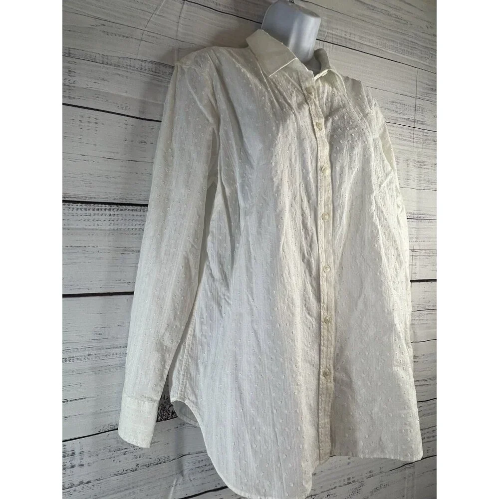 Talbots White Cotton Button Down Blouse Shirt Size XL Career Office Casual - Picture 2 of 14